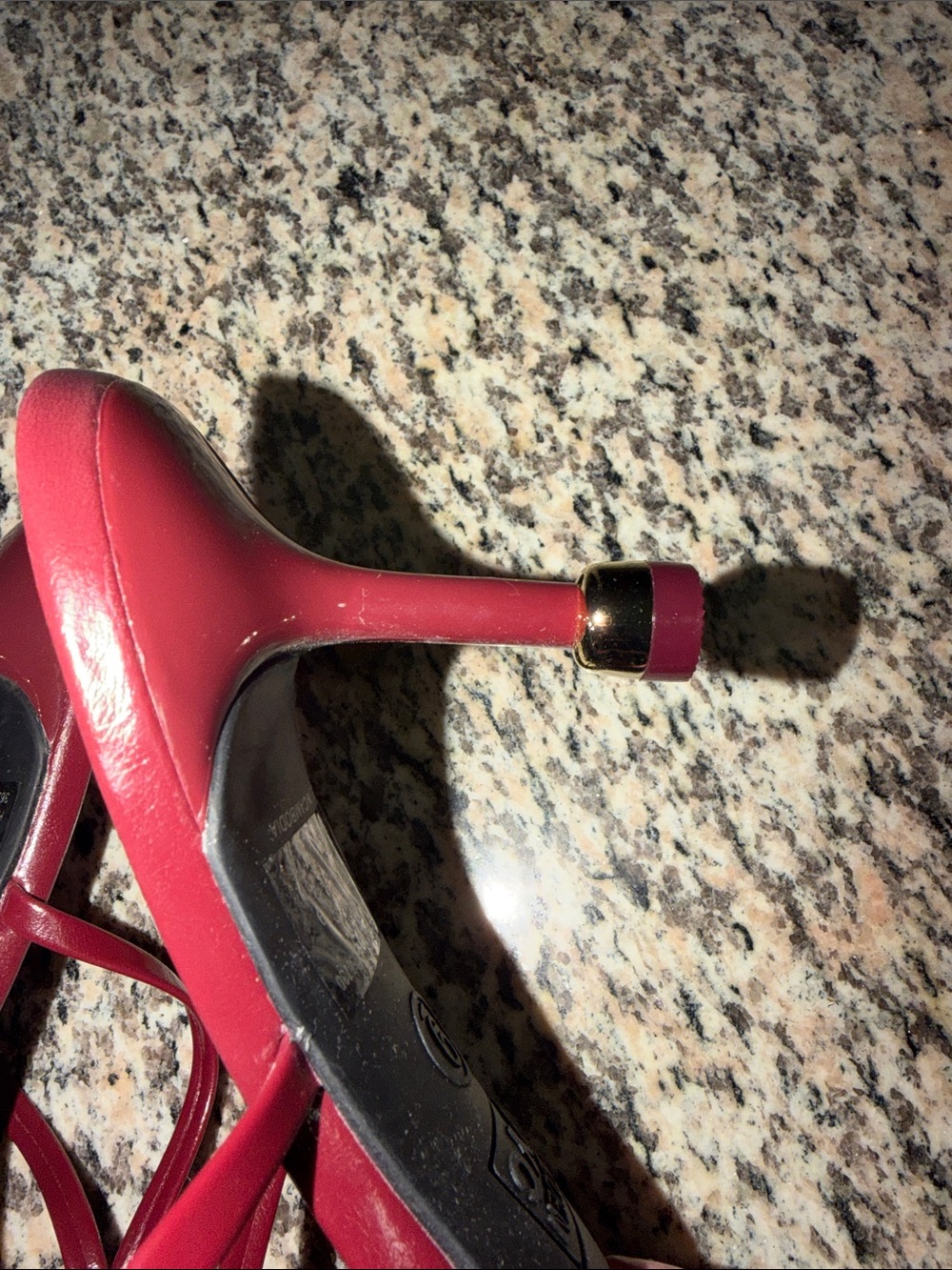 NYC Women's Burgundy Strappy Heeled Sandals with Gold Accent - Picture 7 of 11